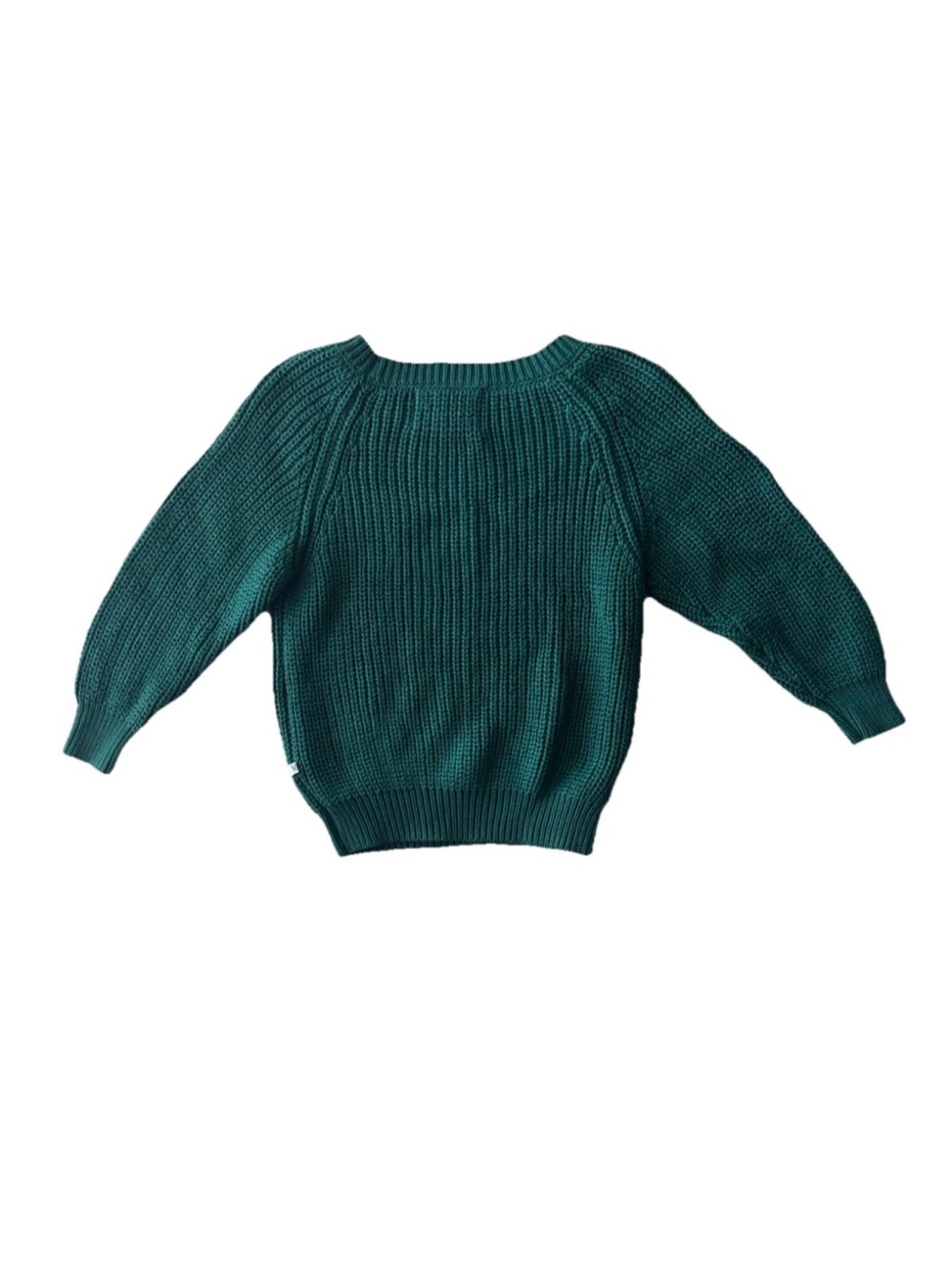 Kids Forest Green Crewneck Rib Knit Sweater - Picture 2 of 4